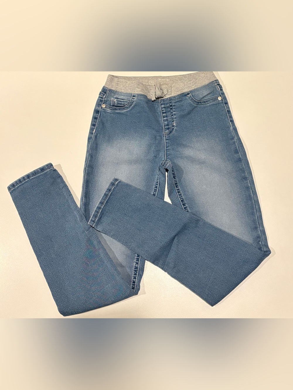 wonder nation Blue Pull-On Jeggings with Gray Knit Waistband 10/12